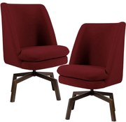 Kit 02 Poltronas Decorativas Giratória Sala de Estar Megara Veludo Marsala G15 - Gran Belo