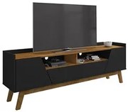 Rack Bancada para TV 70 Pol Pés Retrô 180cm Flora B02 Preto/Naturalle