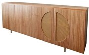 Buffet Okka 4 Portas Tela Sextavada cor Native com Pés Dourado 200 cm - 72870 Sun House