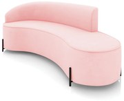 Sofá 4 Lugares Orgânico 220cm Pé Ferro Preto Morgan Suede D03 - D'Rossi - Rosa Bebê