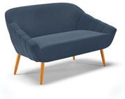 Namoradeira 02 Lugares Giovana Suede Azul Marinho Pés Palito Castanho - D'Rossi