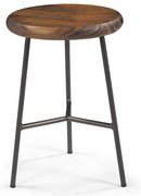 Banqueta Baixa Tampa Cor Rustic Brown Base Aco Grafite 51cm - 64097 Sun House