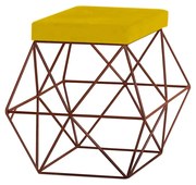 Puff Decorativo Sala de Estar Base Bronze Trixie Suede Amarelo G41 - Gran Belo