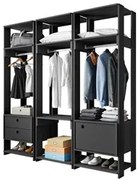 Módulo Guarda Roupa Closet Casal 1 Porta 2 Gavetas Titan Preto Velluto