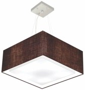 Lustre Pendente Quadrado Duplo Vivare Md-4127 Cúpula em Tecido 25/50x50cm - Bivolt