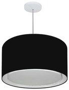 Lustre Pendente Cilíndrico Duplo Md-4293 Cúpula em Tecido 45x30cm Preto - Bivolt