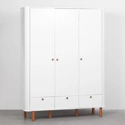 Guarda-Roupa Curvo Pina 3 Portas e 3 Gavetas - Branco