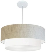 Lustre Pendente Duplo Cilíndrico Vivare Md-4357 Cúpula Tecido 60x50cm - Bivolt