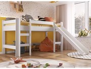 Cama Infantil Elevada com Escorregador Playground Branco