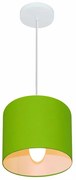 Lustre Pendente Cilíndrico Md-4046 Cúpula em Tecido 18x18cm Verde Limão - Bivolt