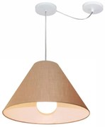 Lustre Pendente Cone Com Desvio Md-4272 Cúpula Tec 25/15x40cm Palha - Bivolt