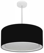 Lustre Pendente Cilíndrico Duplo Md-4294 Cúpula em Tecido 50x25cm Preto - Bivolt