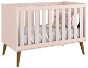 Berço Mini Cama Noah com Pés Retrô Mel - Rosa