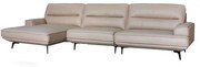 Sofá Evans 2 Lugares + Chaise Couro Pérola 335cm - 69879 Sun House