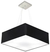 Lustre Pendente Quadrado Md-4198 Cúpula em Tecido 15/60x60cm Preto - Bivolt