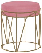 Puff Decorativo Sala de Estar Base Gold Chloe Suede Rosa G41 - Gran Belo