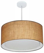 Lustre Pendente Cilíndrico Duplo Md-4289 Cúpula em Tecido 55x30cm Palha - Bivolt