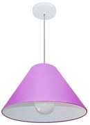 Lustre Pendente Cone Md-4078 Cúpula em Tecido 25/40x15cm Lilás - Bivolt