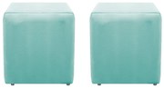 Kit 02 Puffs Decorativos Dado Suede Azul Tiffany - ADJ Decor