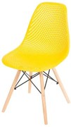 Cadeira Eames Furadinha cor Amarela com Base Madeira - 50008 Sun House