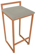 Banqueta Alta Industrial Pietra Suede Base Cobre D'Rossi - Marrom Rato