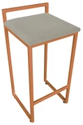 Banqueta Alta Industrial Pietra Suede Base Cobre D'Rossi - Marrom Rato