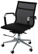 Cadeira Office Eames Baixa Tela Mesh Preta com Base Rodizio Cromada - 15180 Sun House