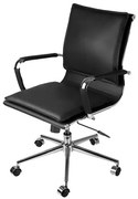 Cadeira Office Eames Baixa Assento Courino Preto com Base Cromada - 61926 Sun House