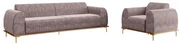 Conjunto Sofá 3 Lugares e Poltrona Base de Madeira Euro 210 cm Veludo Rosê G15 - Gran Belo