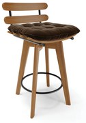 Banqueta Giratória Costela Suede Base Madeira MA70 - D'Rossi - Marrom