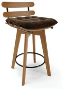 Banqueta Giratória Costela Suede Base Madeira MA70 - D'Rossi - Marrom