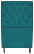 Cabeceira Estofada Liverpool 90 cm Solteiro Suede Azul Turquesa - ADJ Decor