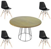 Conjunto Mesa de Jantar com 4 Cadeiras Garabit/Telaio Preto/Castanho G04 - Gran Belo