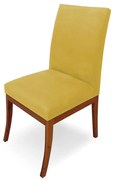 Cadeira Raquel para Sala de Jantar Base de Eucalipto Suede Amarelo