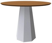 Mesa de Jantar Redonda Agnes 100 cm Imbuia Base Off White - D'Rossi