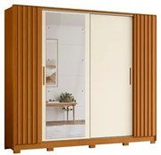 Guarda Roupa Casal 4 Portas 4 Espelhos Jacarandá Flex Cinamomo/Off Whi