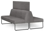 Sofa Pix com 2 Unidades e Painel Divisor Assento Mescla Cinza Base Aco Preto - 55072 Sun House