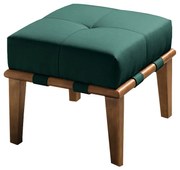 Puff Decorativo 45cm Martínez Veludo Pés Madeira Verde/Mel G62 - Gran Belo