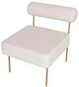 Poltrona Rolinho Bouclé Natural Aço Carbono Dourado - 74020 Sun House