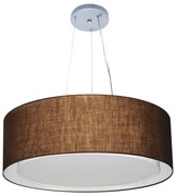 Lustre Pendente Cilíndrico Duplo Md-4125 Cúpula em Tecido 60x25cm Café - Bivolt