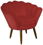 Poltrona Decorativa Pétala Pés Palito Suede Vermelho - Sheep Estofados