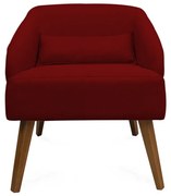 Poltrona Decorativa Lara Pés de Madeira Suede Bordô - Sheep Estofados - Vermelho escuro