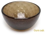 Bowl Tela Fumê com Ouro Murano Cristais Cadoro