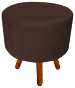 Puff Banqueta Decorativa Dora Redondo Suede Marrom - D'Rossi