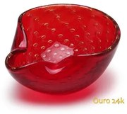 Bowl 2 Tela Vermelho com Ouro Murano Cristais Cadoro