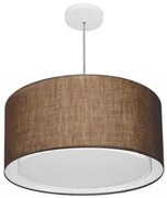 Lustre Pendente Cilíndrico Duplo Md-4295 Cúpula em Tecido 50x30cm Café - Bivolt