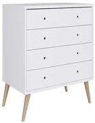 Cômoda Infantil Retrô 4 Gavetas E Pés Palitos - Branco