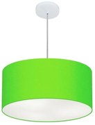 Lustre Pendente Cilíndrico Md-4100 Cúpula em Tecido 50x25cm Verde Limão - Bivolt