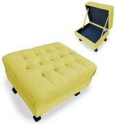 Puff Baú Decorativo Luis XV  Capitonê 60x50cm Suede Amarelo - Sheep Estofados - Amarelo