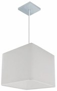 Lustre Pendente Quadrado Md-4058 Cúpula em Tecido 21/25x25cm Branco - Bivolt